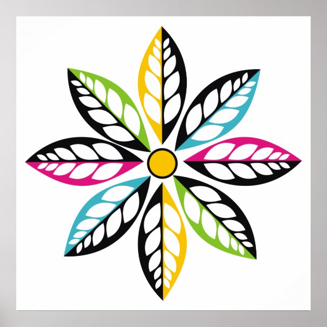 Póster Hojas decorativas-Flor moderna, abstracta (Frente)