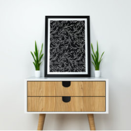 Póster Hojas elegantes en blanco y negro