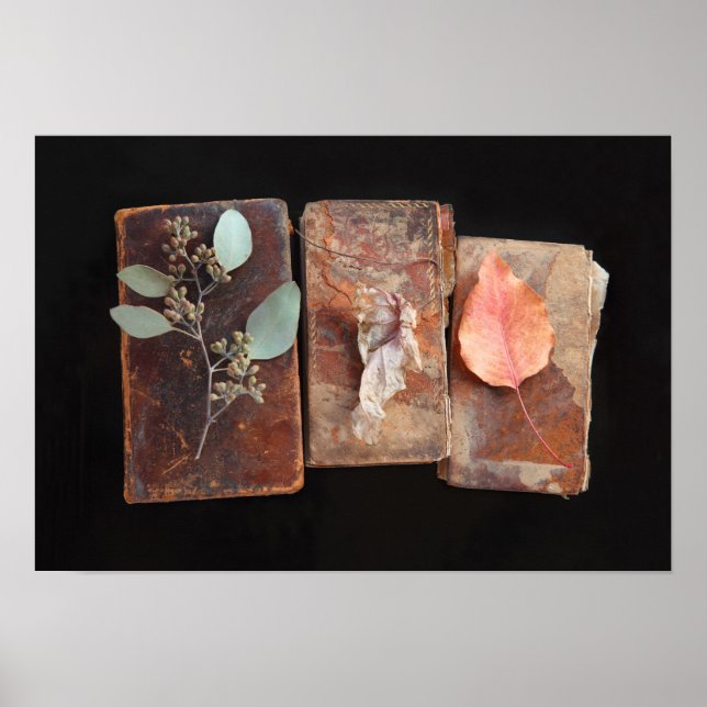 Póster Hojas en las cubiertas de libros antiguos (Frente)