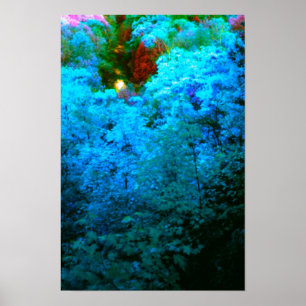 Póster Hojas otoñales de color azul