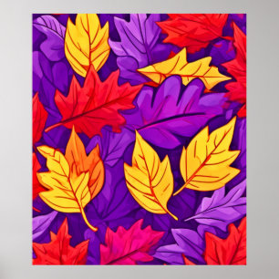 Póster Hojas Personalizados vívidas: morado, amarillo, ro