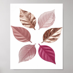 Póster Hojas plateadas elegantes de diferentes colores