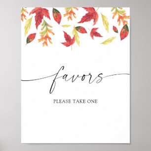 Póster Hojas que caen - recuerdos de boda por favor tome