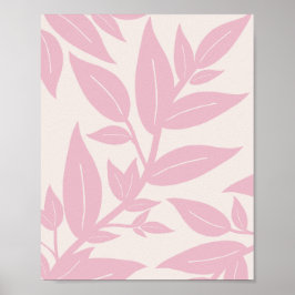 Póster Hojas rosadas botánicas