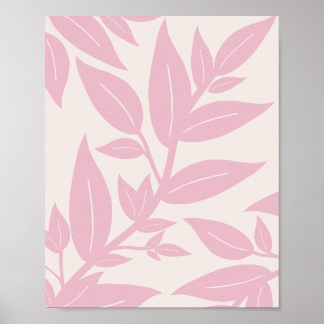 Póster Hojas rosadas botánicas (Frente)