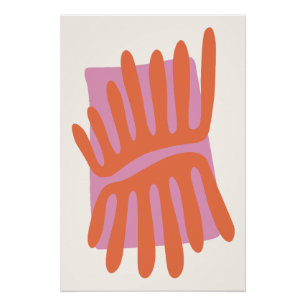 Póster Hojas Rosas y Naranjas Abstracción Inspirada en Ma
