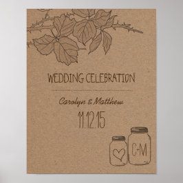 Póster Hojas rusas | Mason Jar | Boda cardíaco