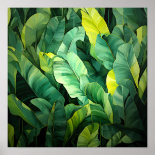 Póster Hojas Tropicales Abstracto Botánico Jungla Natural