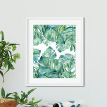Póster Hojas tropicales acuáticas<br><div class="desc">Trae atrevido estilo tropical a tu espacio con este vibrante cuadro de hojas de monstera, un diseño de acuarela fresco del artista de acuarelas de Florida Victoria Grigaliunas. Con la icónica planta de queso suizo en ricos tonos verde y turquesa, esta huella botánica de arte es perfecta para la decoración...</div>