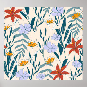 Póster Hojas Tropicales: Antecedentes Abstractos De Moda.