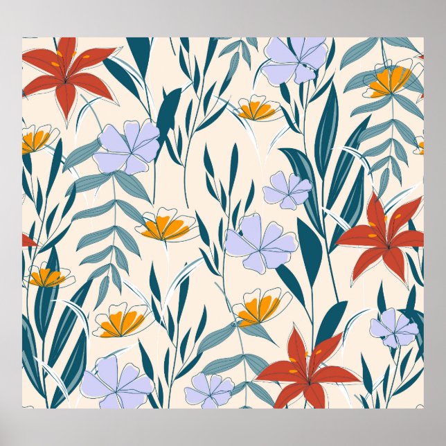 Póster Hojas Tropicales: Antecedentes Abstractos De Moda. (Frente)