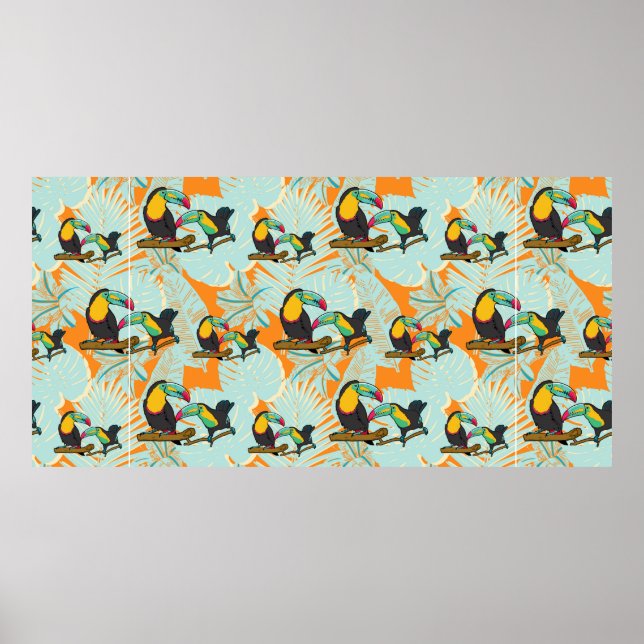 Póster Hojas tropicales con un patrón sin soldadura (Frente)