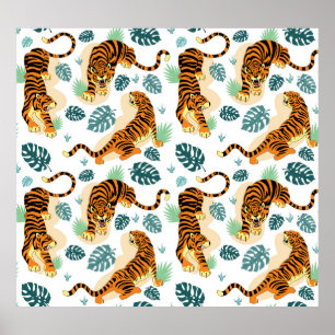 Póster Hojas tropicales de los Tigres: Ilustracion de épo