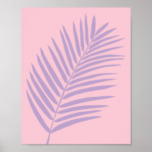 Póster Hojas Tropicales De Palm Rosa Y Púrpura