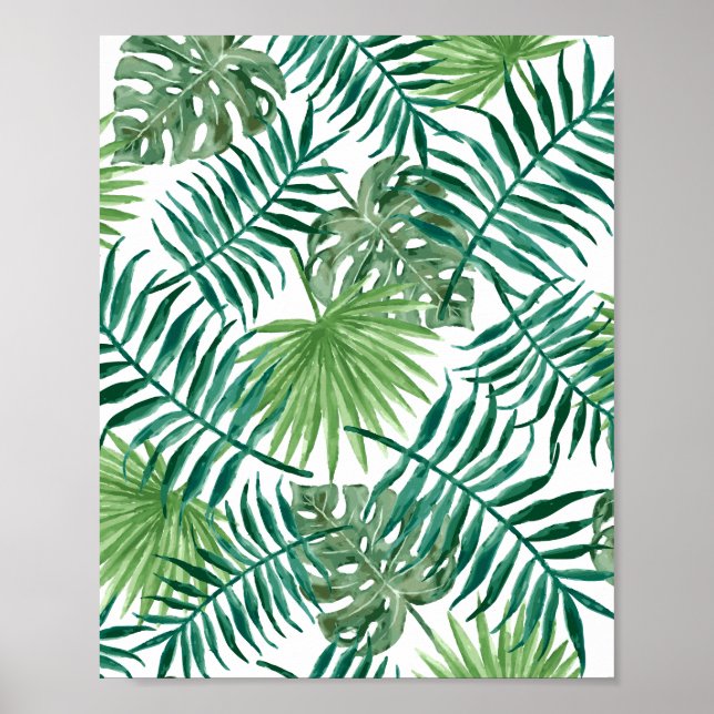 Póster Hojas tropicales de selva (Frente)