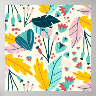 Póster Hojas tropicales de verano