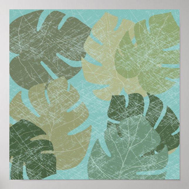 Póster Hojas Tropicales Faded (Frente)