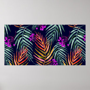 Póster Hojas tropicales. Hojas acuáticas de un árbol, pal