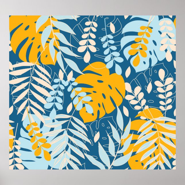 Póster Hojas tropicales: jungla abstracta (Frente)