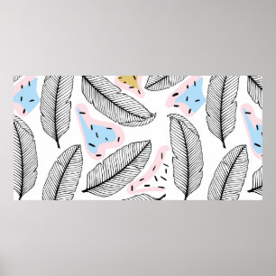 Póster Hojas tropicales. Patrón sin costuras botánicas. V