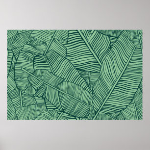 Póster Hojas tropicales. Textura sin foco con hoja de plá