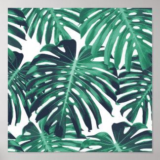Póster Hojas tropicales verdes