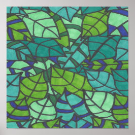 Póster Hojas tropicales verdes