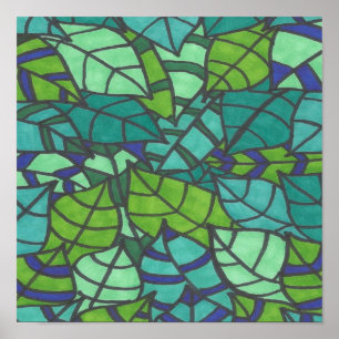Póster Hojas tropicales verdes