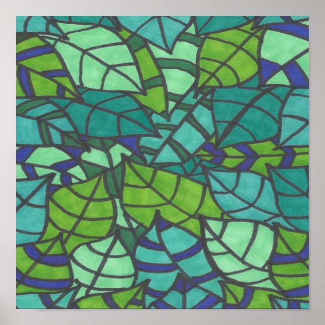 Póster Hojas tropicales verdes (Frente)