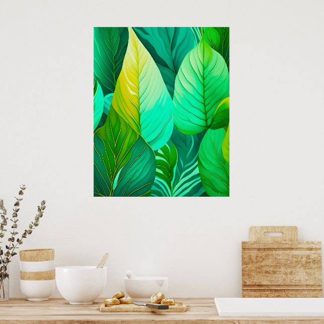 Póster Hojas verdes (Cocina)
