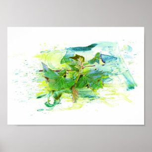 Póster Hojas - Watercolor, acuarela, ilustración/