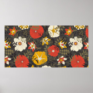 Póster hojas y flores personalizados sobre un fondo oscur