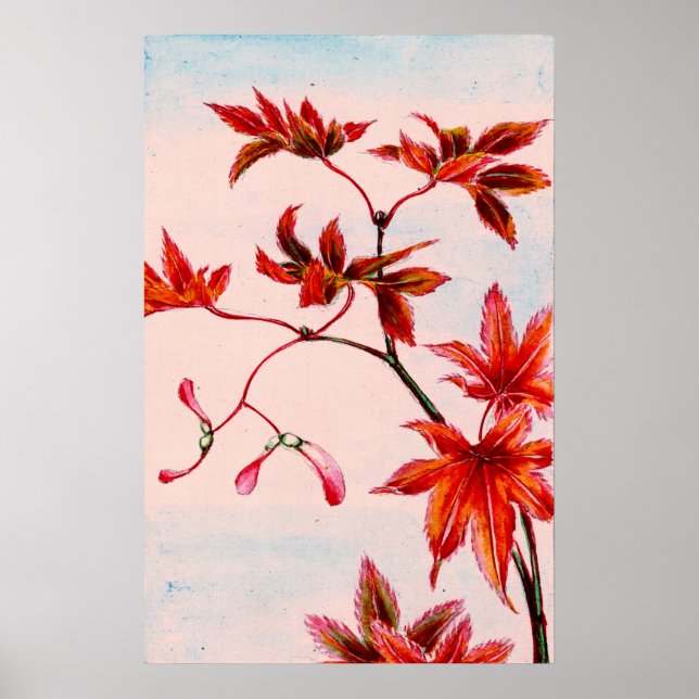 Póster Hojas y semillas de arce 1870 (Frente)