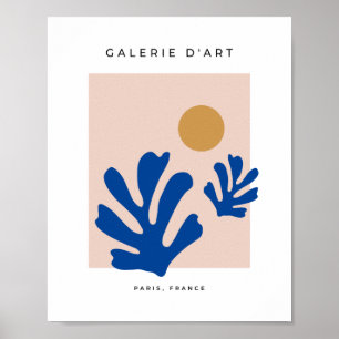 Póster Hojas Y Sol Formas Moderadas De Corte Azul