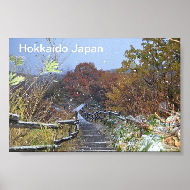 Póster Hokkaido Japón primera nevada (Frente)