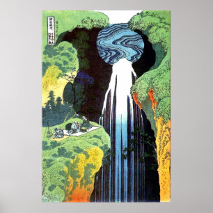 Póster Hokusai: Cascada de Amida en la calle Kiso