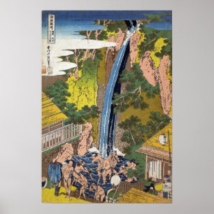 Póster Hokusai - Cascada Roben, Oyama, Provincia de Sagam