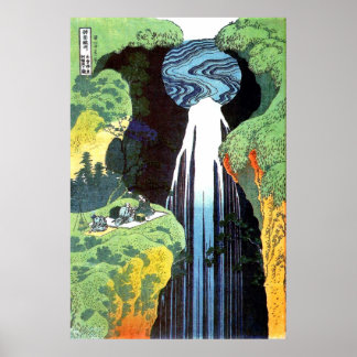 Póster Hokusai: Catarata de Amida en la calle Kiso