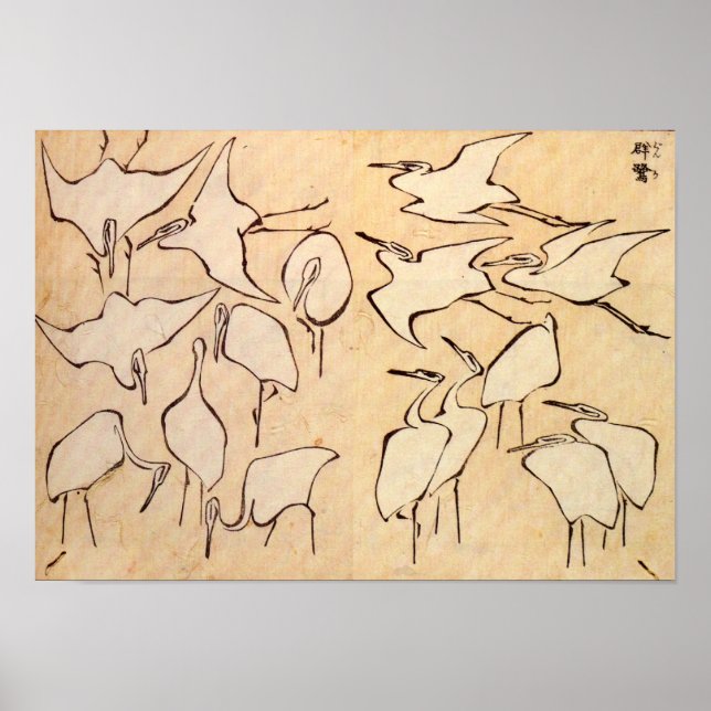 Póster Hokusai Cranes Poster (Frente)