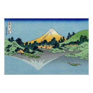 Póster Hokusai - El Monte Fuji reflexiona en el lago Kawa