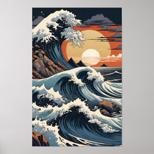 Póster Hokusai japonés