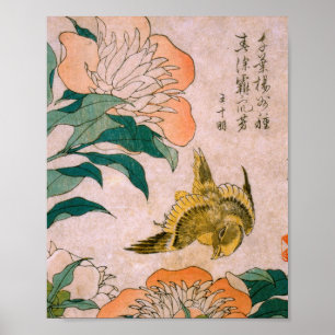 Póster Hokusai Katsushika - Peony Y Canarias