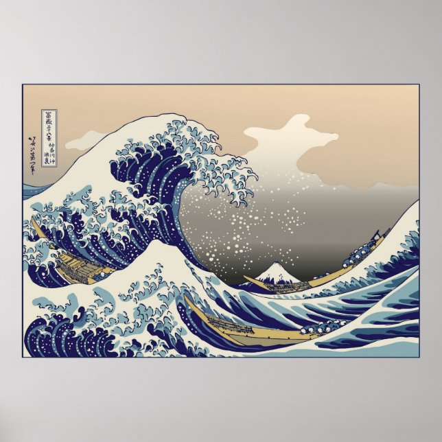 Póster Hokusai La Gran Ola (Frente)