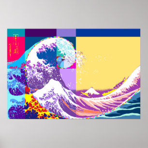 Póster Hokusai Meets Fibonacci, Pop Art Style