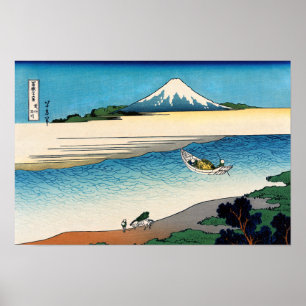 Póster Hokusai - Río Tama en la provincia de Musashi
