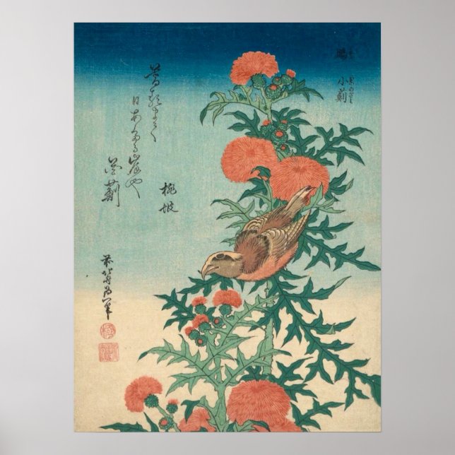Póster Hokusai Shrike y Blesss Thistle GalleryHD (Frente)