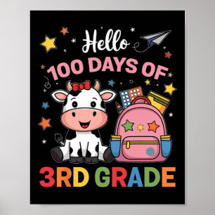 Póster Hola 100 Días De Vaca De 3er Grado Cute 100º Día D