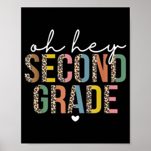 Póster Hola, 2º Grado De Vuelta Al Leopardo Escolar Por