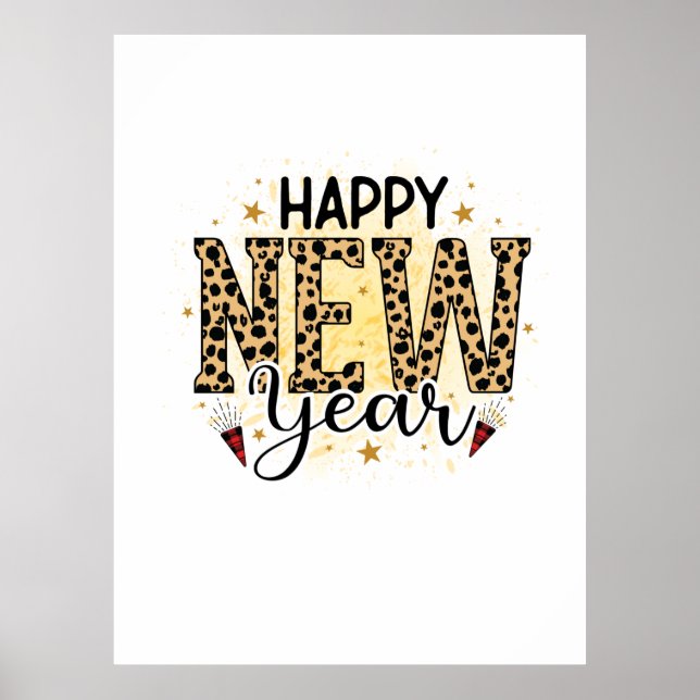 Póster Hola 2022 Feliz Año Nuevo Leopardo (Frente)