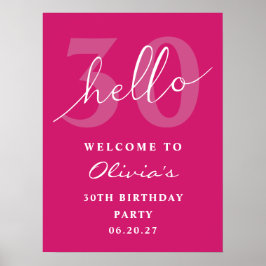 Póster Hola 30 Audaz Typografía Bienvenida a cumpleaños H